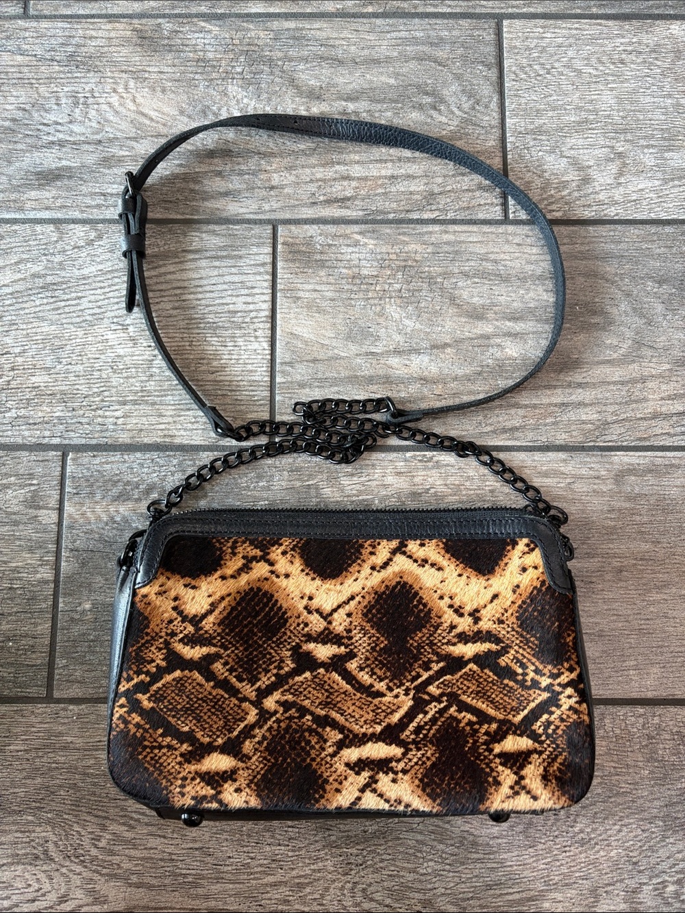 PATRICIA NASH CHAMBERY PYTHON CALF HAIR AND GENUINE LEATHER CROSSBODY - EUC
